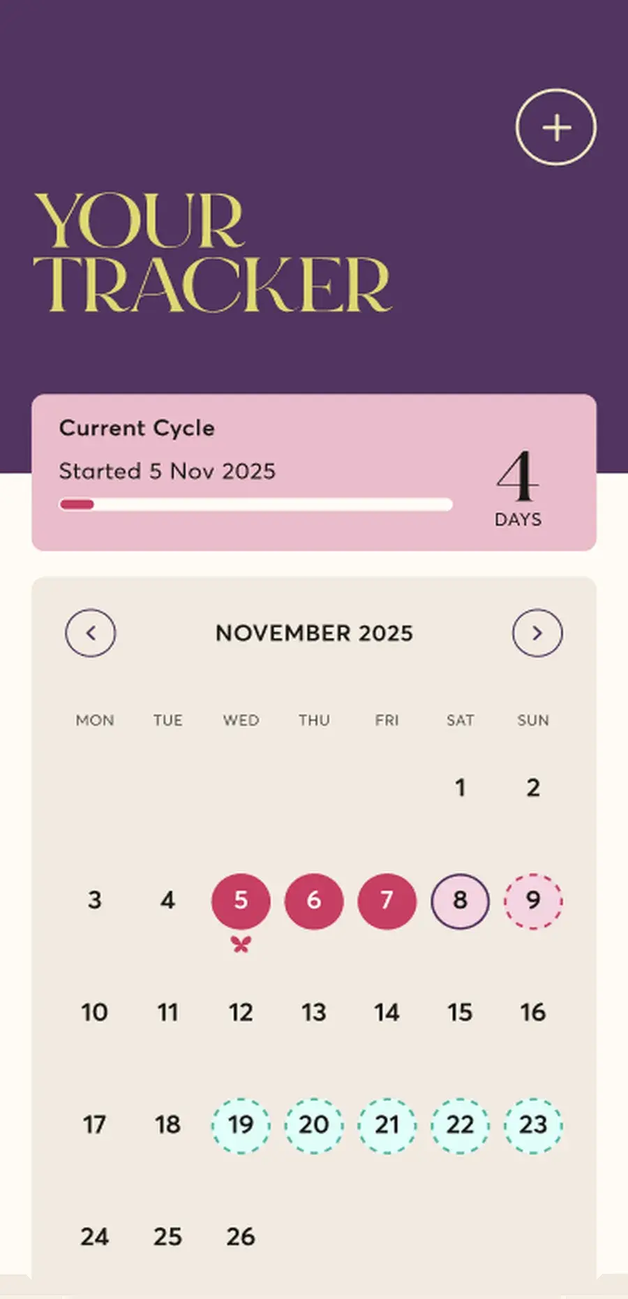 28X app cycle tracker calendar