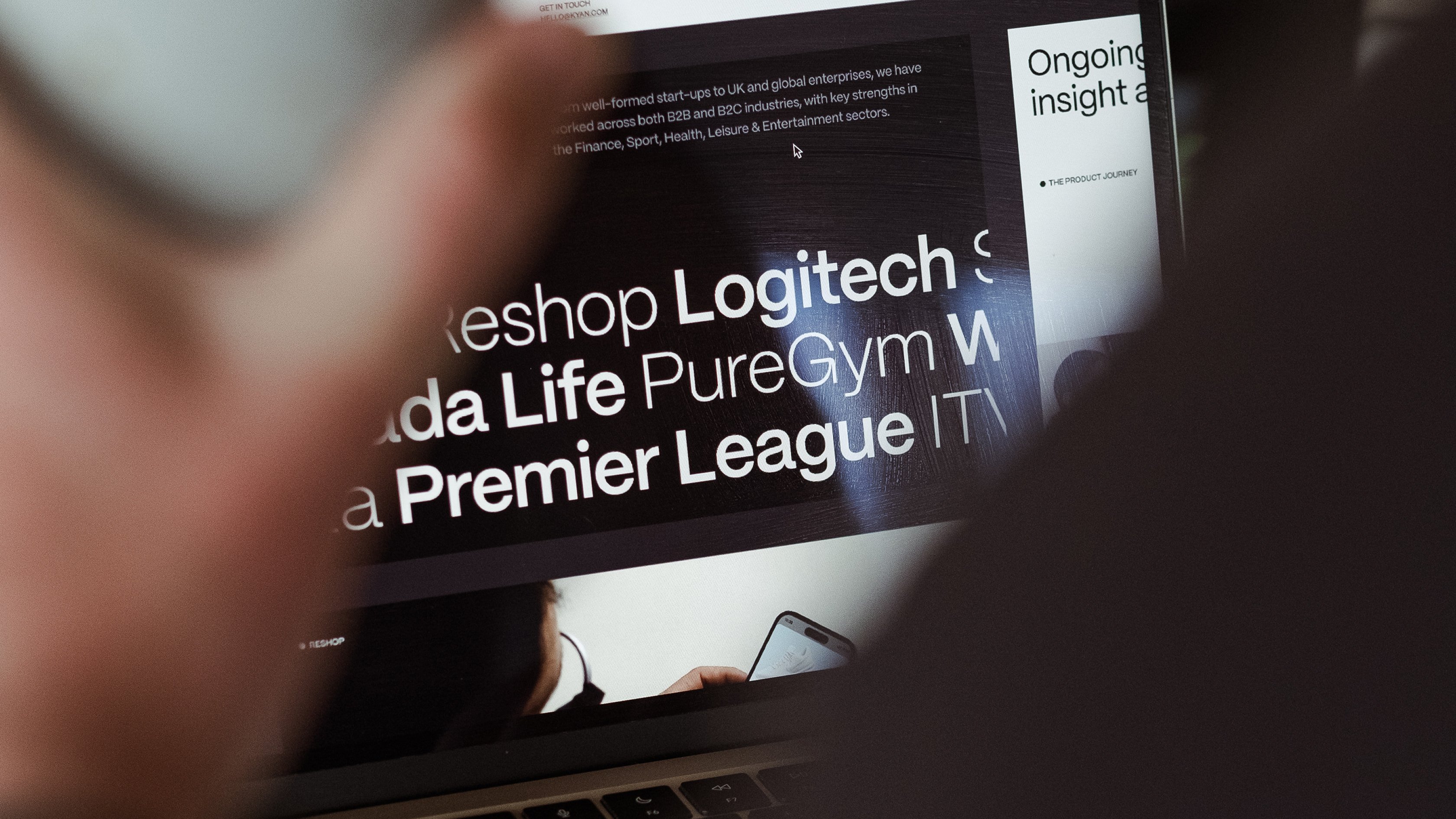 Screen with client names listed