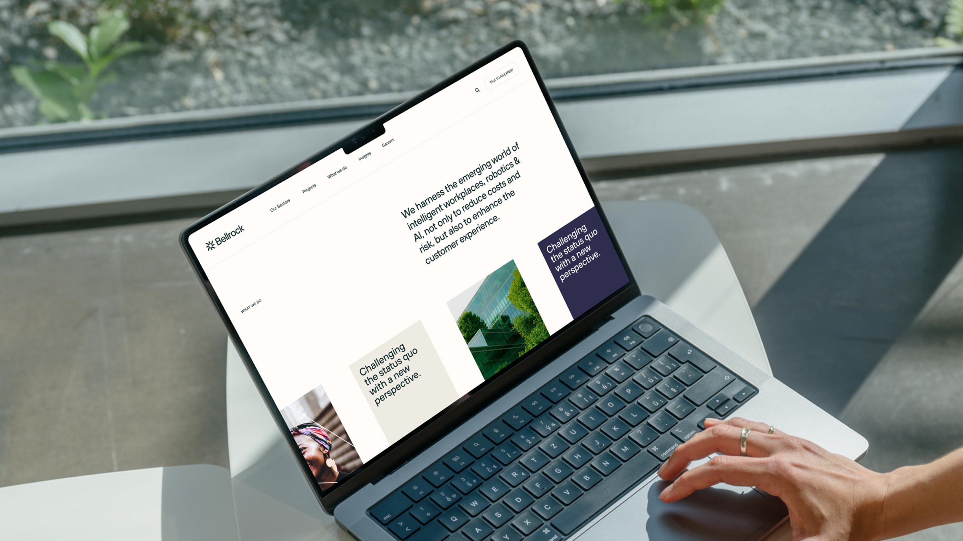 Laptop on desk displaying Bellrock website