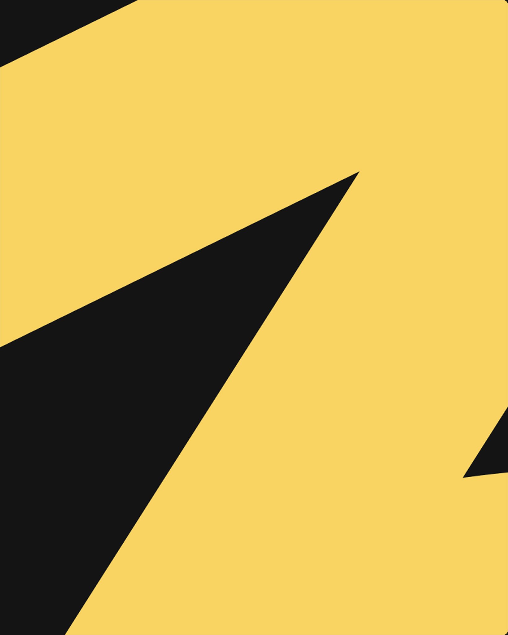 Abstract graphic using sharp black diagonal shapes over a yellow background.”