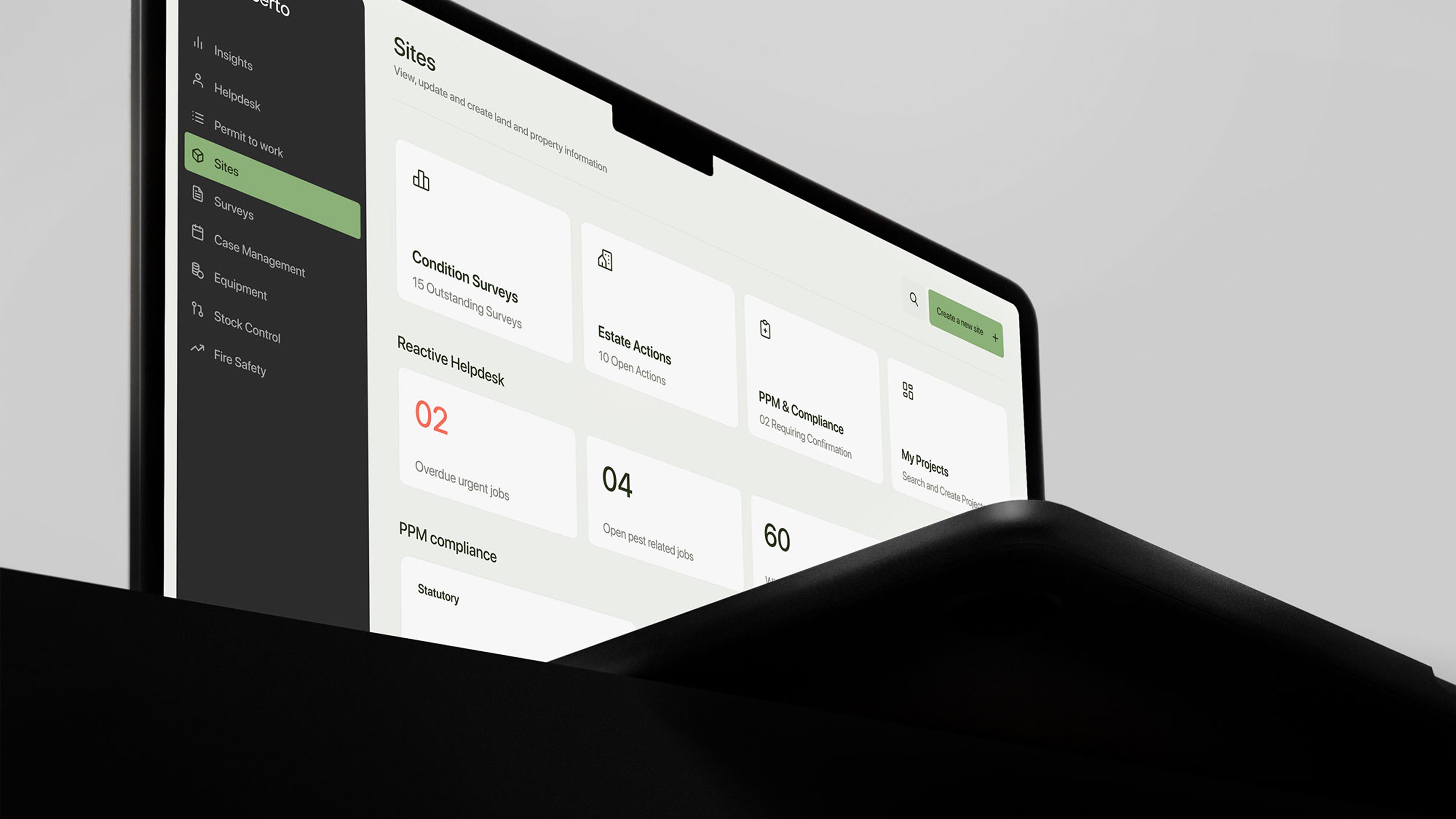 Web app dashboard on a laptop