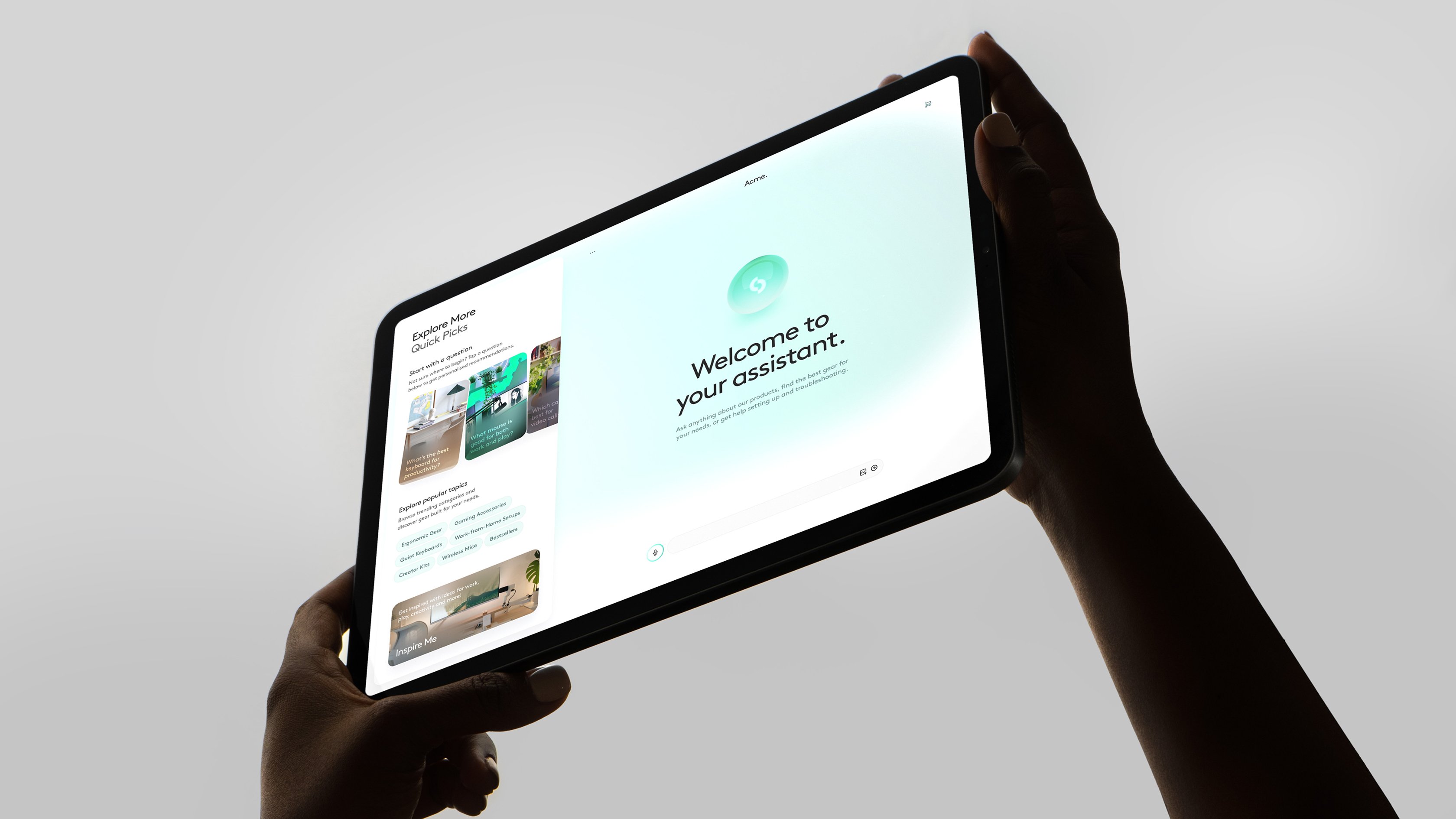 Application on a tablet device
