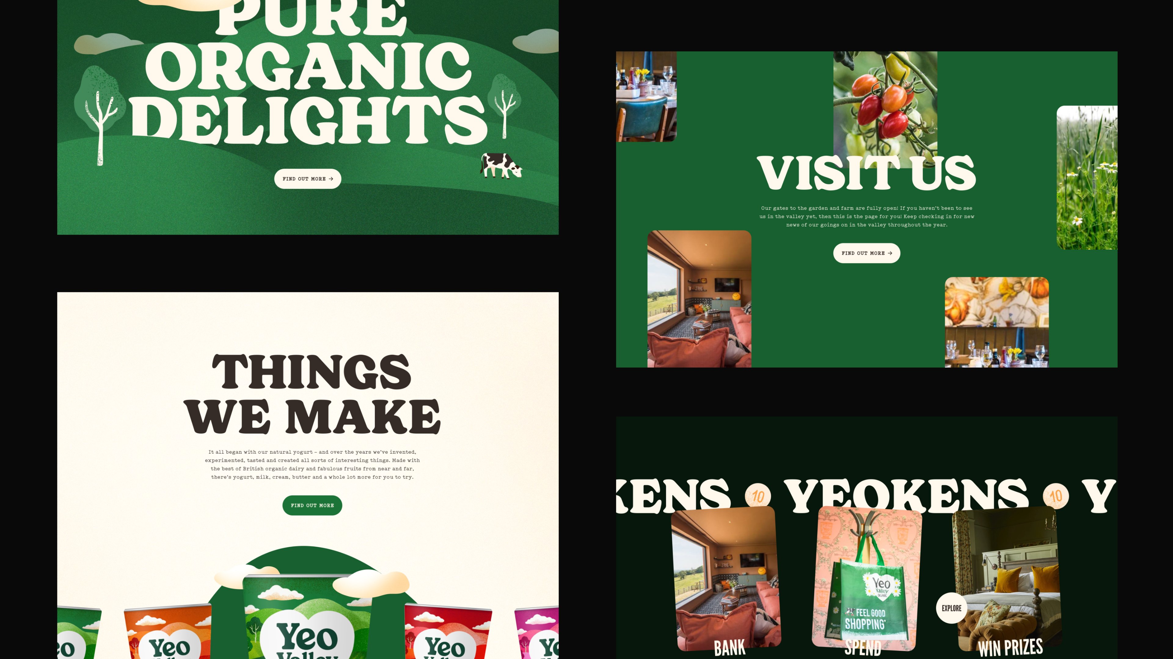 Yeo Valley website sections mocked up