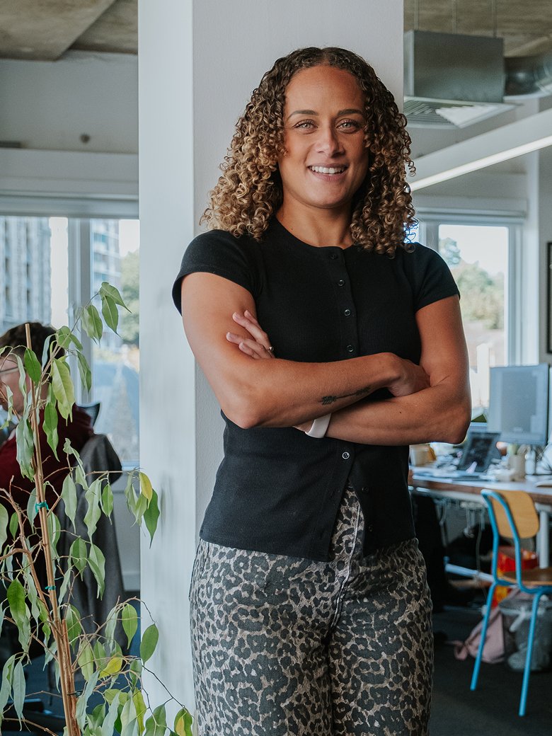 Becky Baxter sitting in an office environment